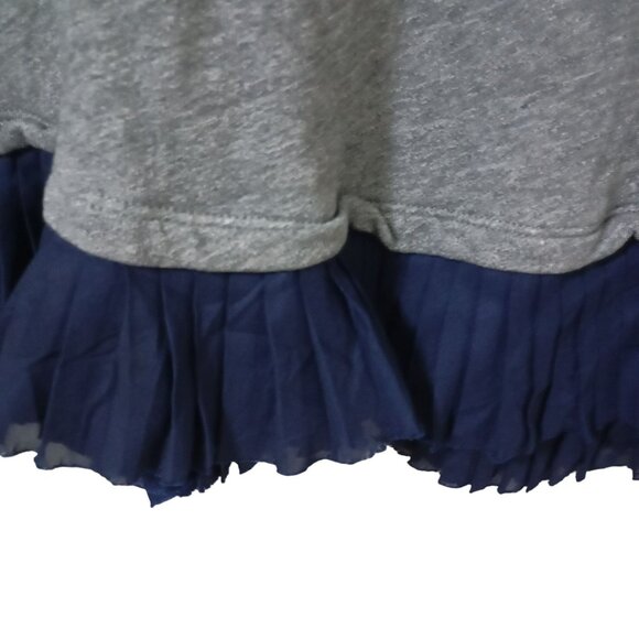 J.Crew Sweatershirt Gray Navy Ruffle Hem Long Sleeve Top XL Womens - Picture 4 of 9